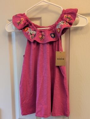 Mini Boden Ruffle Neck Tank Top Girls Size 9-10